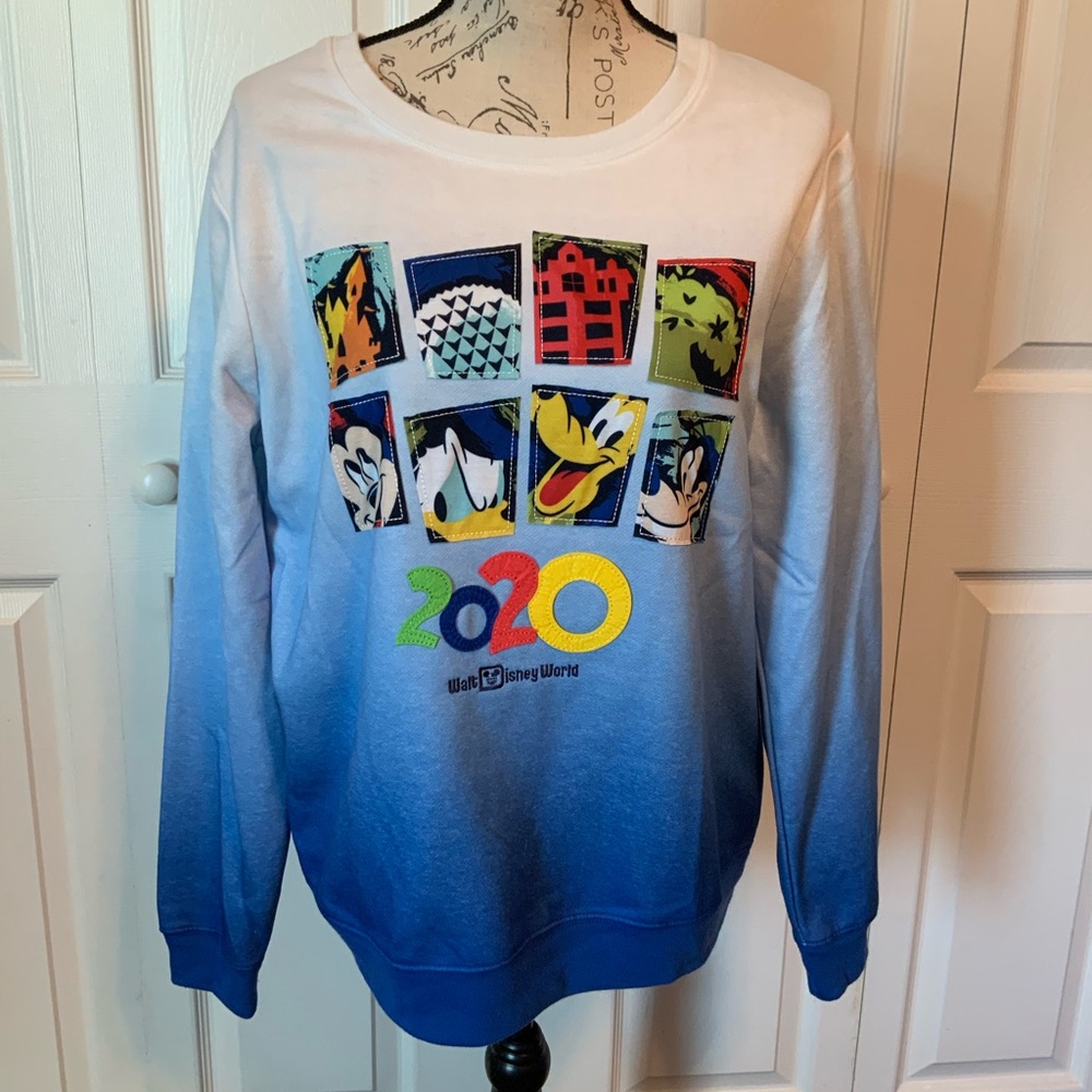 Blue and White Ombre Graphic Sweatshirt
